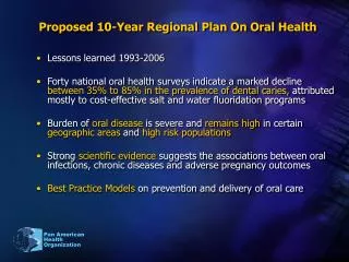 Proposed 10-Year Regional Plan On Oral Health
