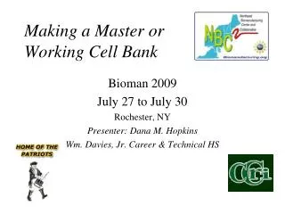 Making a Master or Working Cell Bank