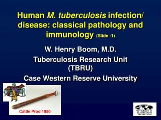 Human M. tuberculosis infection/ disease: classical pathology and immunology (Slide -1)