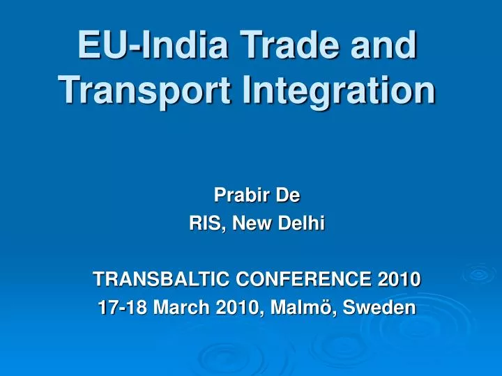eu india trade and transport integration
