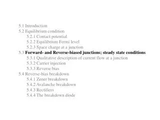 5.1 Introduction 5.2 Equilibrium condition 5.2.1 Contact potential 5.2.2 Equilibrium Fermi level