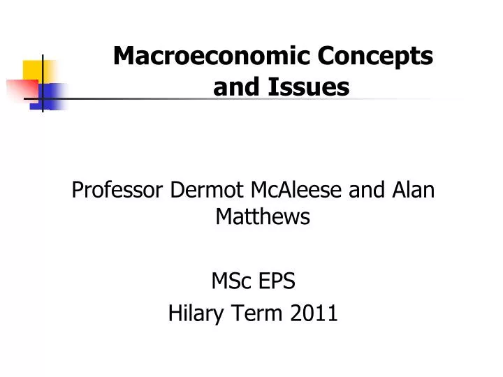 macroeconomic concepts and issues