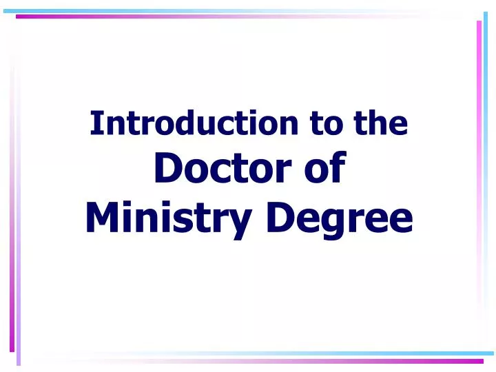 introduction to the doctor of ministry degree