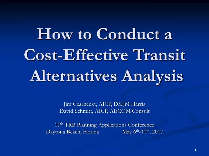 how to conduct a cost effective transit alternatives analysis