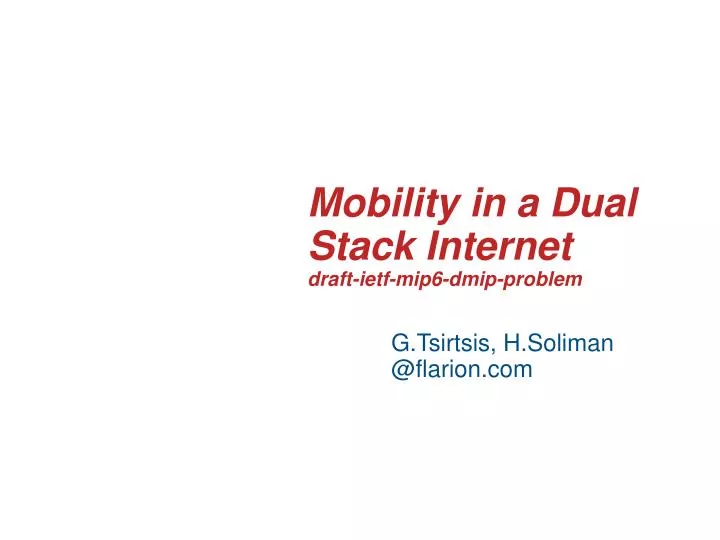 mobility in a dual stack internet draft ietf mip6 dmip problem