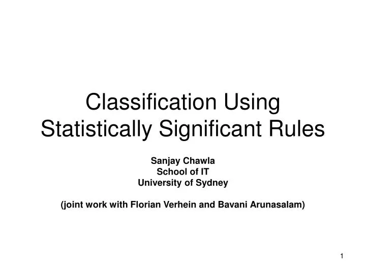 classification using statistically significant rules