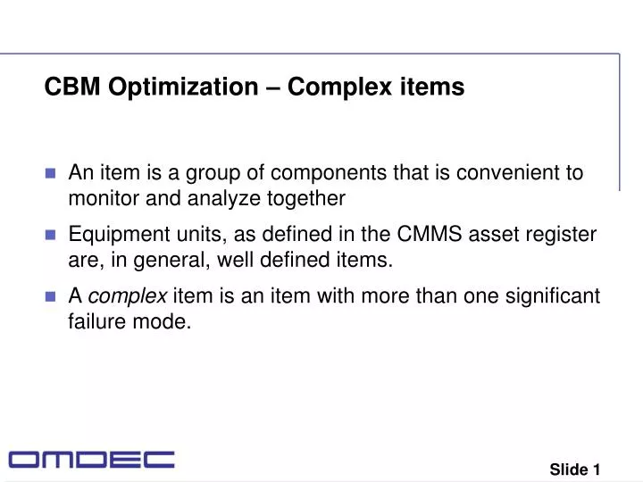 cbm optimization complex items