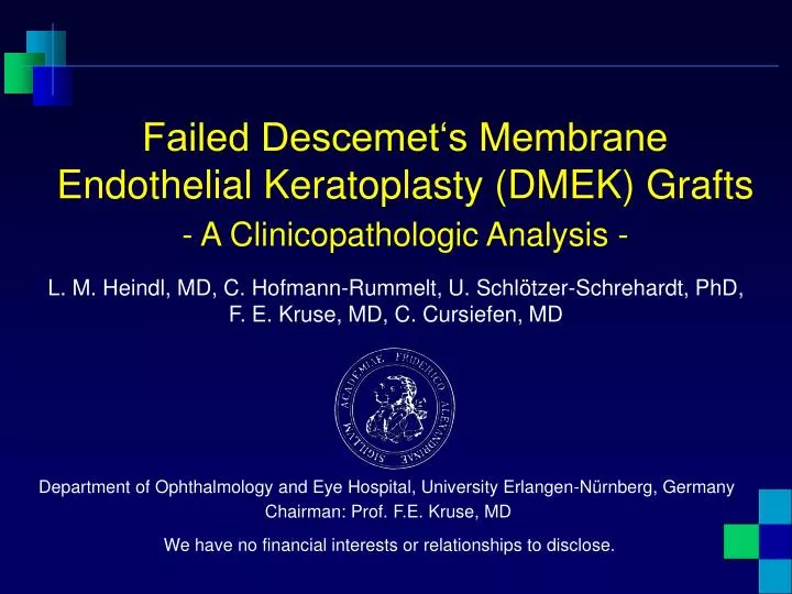 failed descemet s membrane endothelial keratoplasty dmek grafts a clinicopathologic analysis
