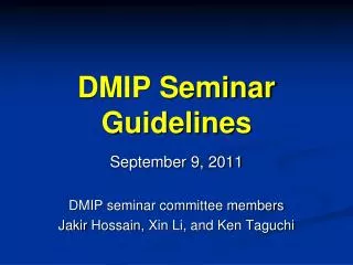 DMIP Seminar Guidelines