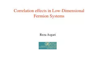 Correlation effects in Low-Dimensional Fermion Systems