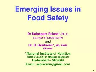 Emerging Issues in Food Safety