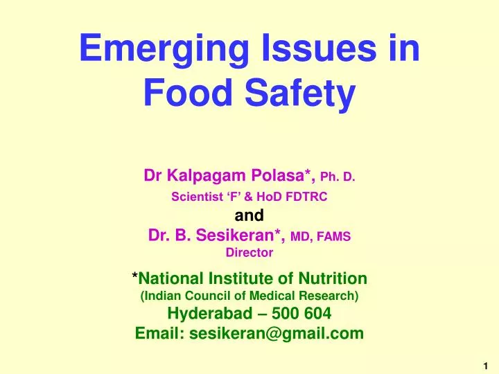emerging issues in food safety