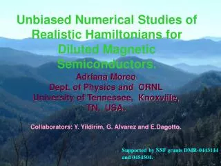 Unbiased Numerical Studies of Realistic Hamiltonians for Diluted Magnetic Semiconductors.