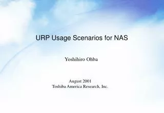 URP Usage Scenarios for NAS