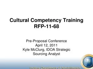 Cultural Competency Training RFP-11-68