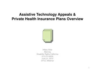 Assistive Technology Appeals &amp; Private Health Insurance Plans Overview