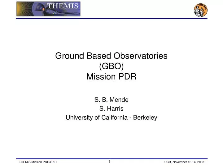 ground based observatories gbo mission pdr