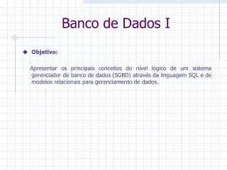 banco de dados i