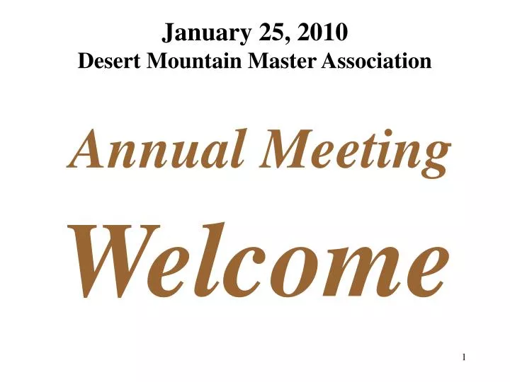 january 25 2010 desert mountain master association