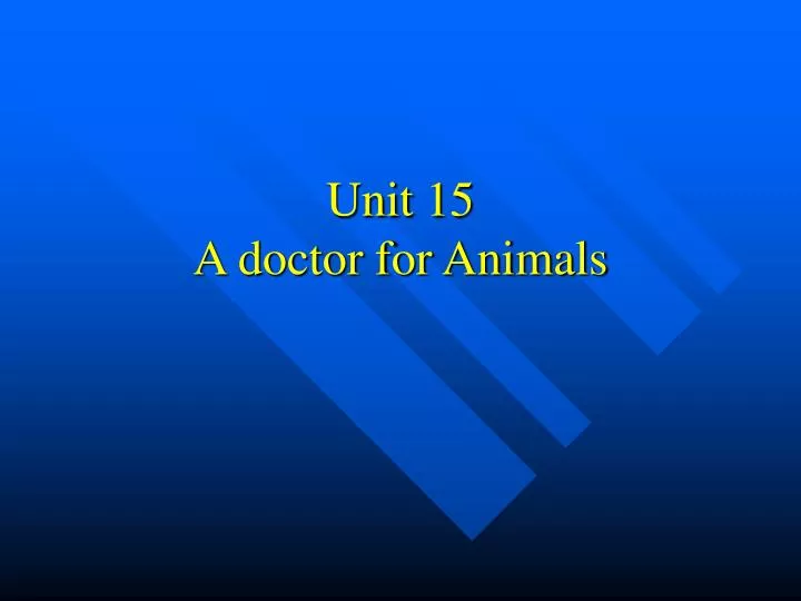 unit 15 a doctor for animals