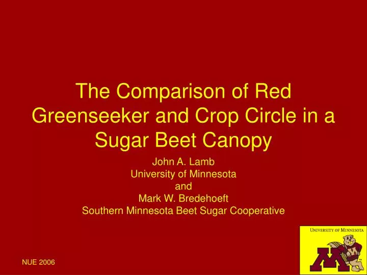 the comparison of red greenseeker and crop circle in a sugar beet canopy
