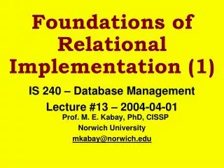 Foundations of Relational Implementation (1)