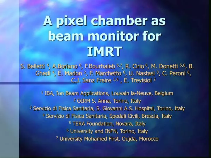 a pixel chamber as beam monitor for imrt
