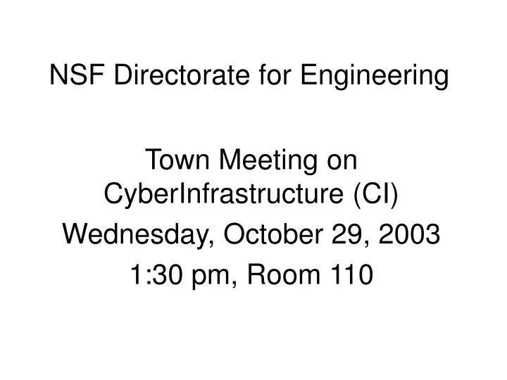 nsf directorate for engineering