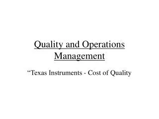 Quality and Operations Management