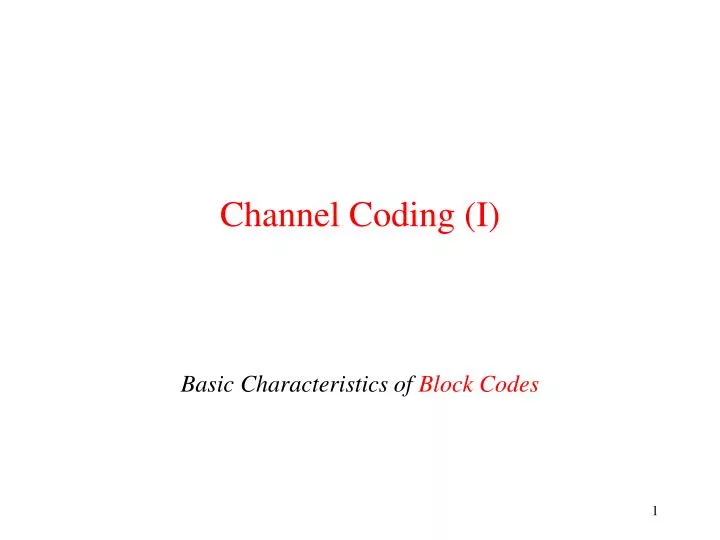 channel coding i