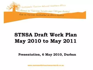 STNSA Draft Work Plan May 2010 to May 2011
