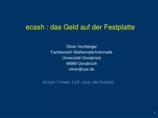 ecash das geld auf der festplatte