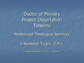Doctor of Ministry Project Dissertation Timeline