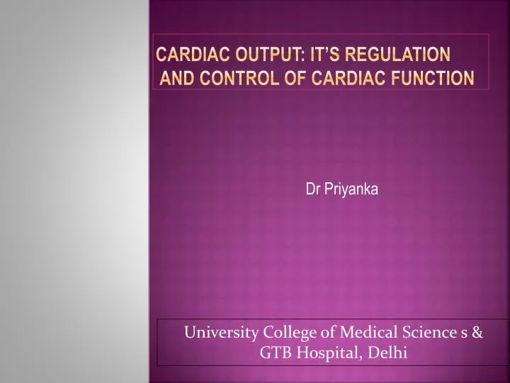 cardiac output it s regulation and control of cardiac function