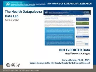 NIH ExPORTER Data http ://ExPORTER.nih