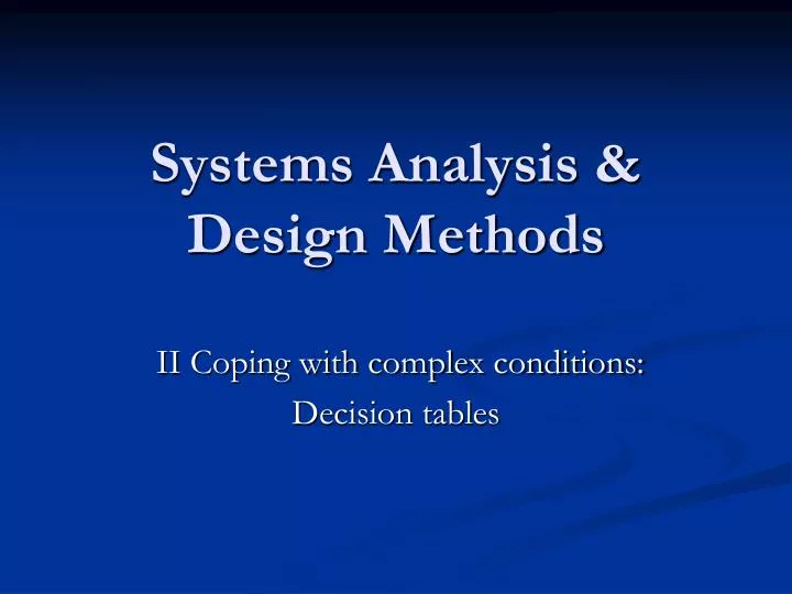 systems analysis design methods