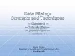Data Mining: Concepts and Techniques — Chapter 1 — — Introduction — - slide 1