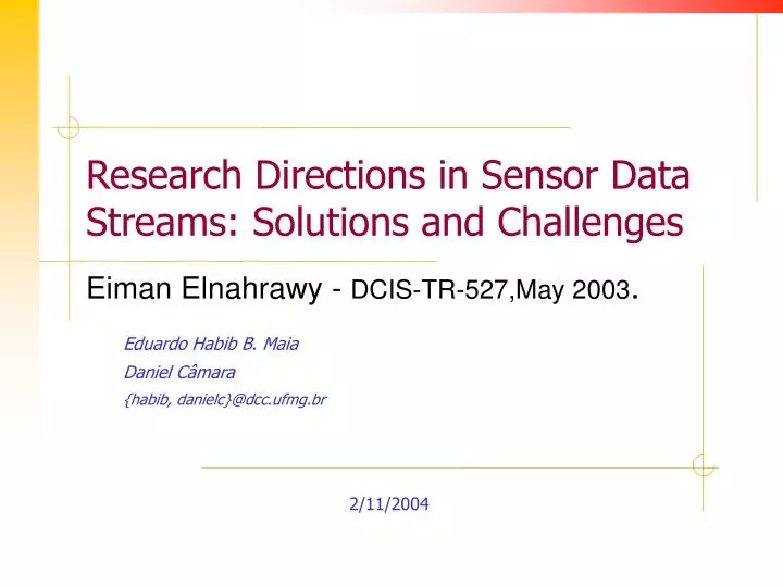 research directions in sensor data streams solutions and challenges