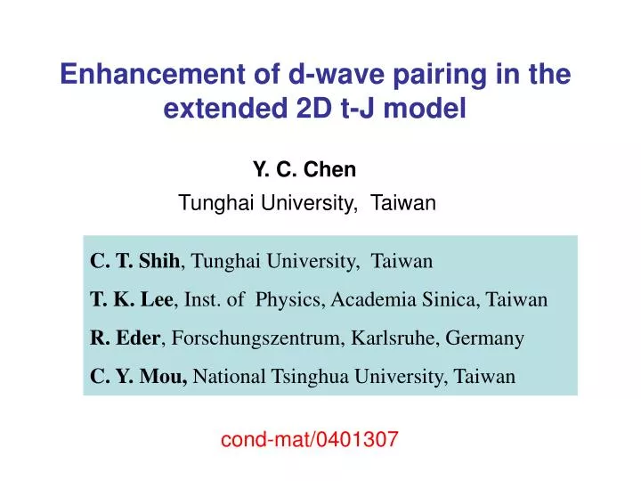 enhancement of d wave pairing in the extended 2d t j model