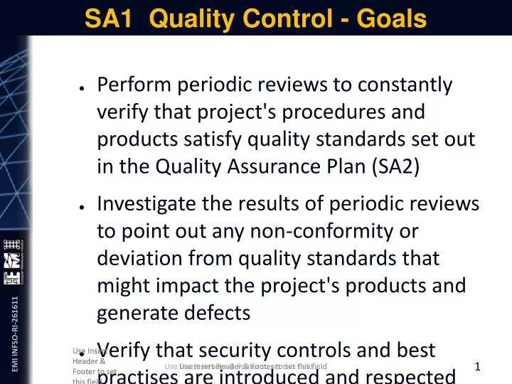 sa1 quality control goals