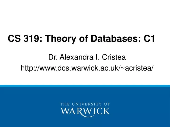 cs 319 theory of databases c1