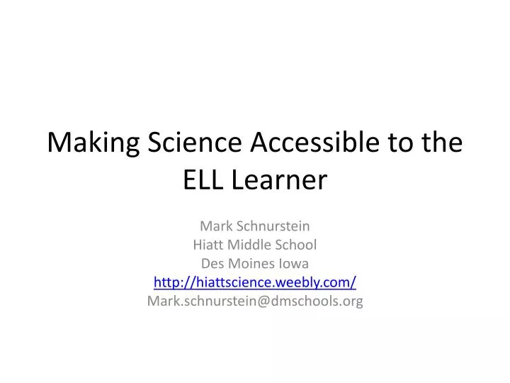 making science accessible to the ell learner