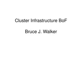 Cluster Infrastructure BoF Bruce J. Walker
