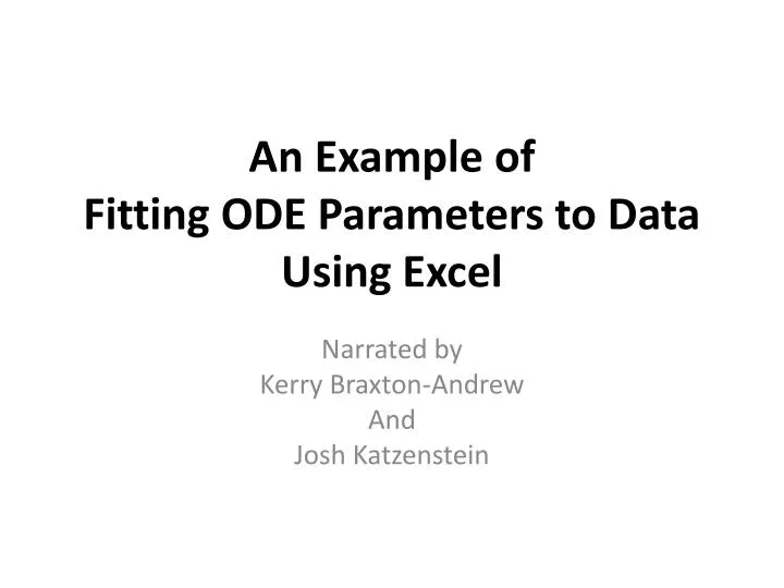 an example of fitting ode parameters to data using excel