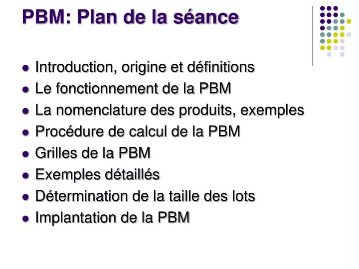 pbm plan de la s ance