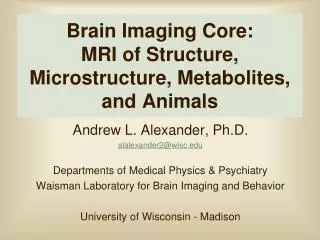 Brain Imaging Core: MRI of Structure, Microstructure, Metabolites, and Animals