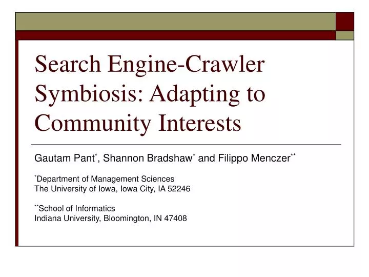 search engine crawler symbiosis adapting to community interests