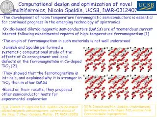 Computational design and optimization of novel multiferroics, Nicola Spaldin, UCSB, DMR-0312407