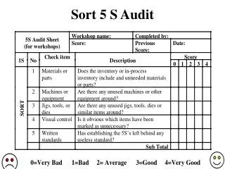 Sort 5 S Audit