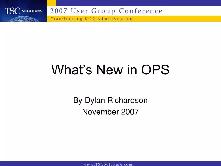what s new in ops